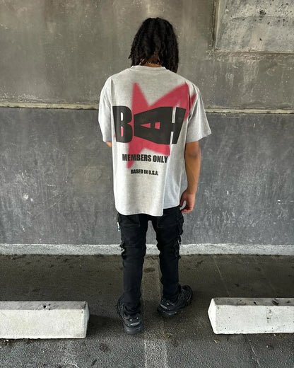 American Gothic Trend Initials Printed Short-Sleeved T-Shirt Men's Y2K Street Hip-Hop Retro Harajuku Casual Loose Oversized Top Street King Limited