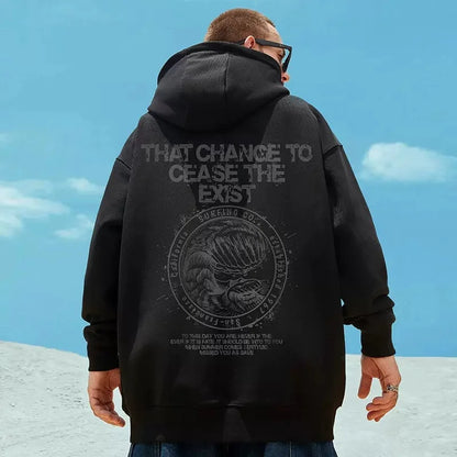 Wave Graphics Letter Print Loose Casual Fleece Hoodies For Men Autumn Retro High Street Oversized Hooded Sweatshirts Y2K Clothes Street King Limited