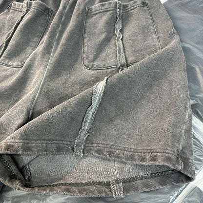 New 2024 Novelty High THUG CLUB Old Washed Rhine Stone Heavy Skateboard Street Cotton Casual Shorts Kanye Hip-hop Parkour #U46 Street King Limited