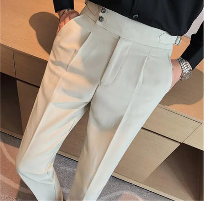 2024 High Quality Business Casual Draped High-waist Trousers Men Solid Color Formal Pants Male Formal Office Social Suit Pants Street King Limited