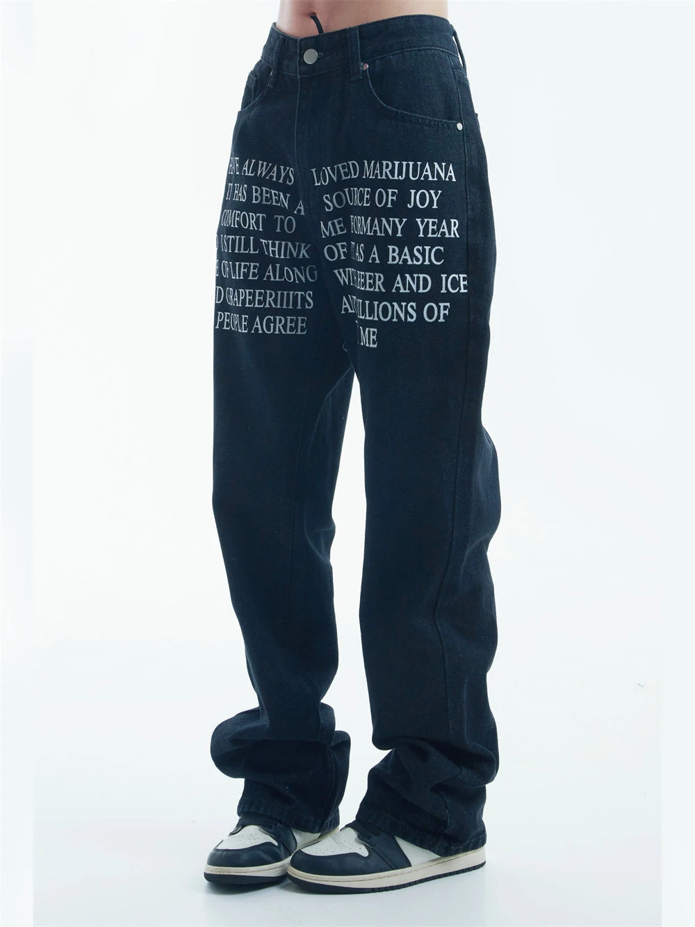 blue baggy jeans men letter printed straight denim pants fashion jeans male streetwear hip hop y2k loose trousers unique jeans style 4076