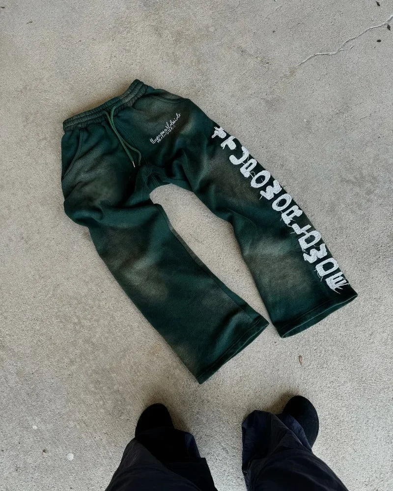Spring and Autumn Alphabet Pattern Embroidered Pattern Casual Pants Women Y2K Street Hip Hop Harajuku High Waist Wide Leg Pants Street King Limited