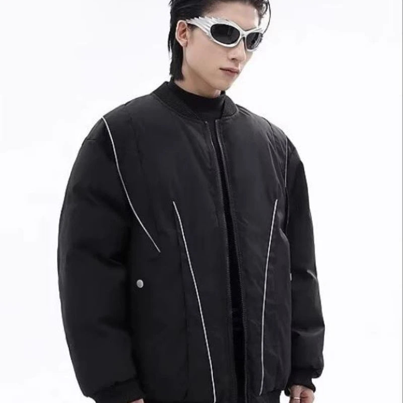 Winter Thickening Flying Baseball Uniform Solid Multi Pocket Simplicity Warm Cotton Jacket 2024 New Streetwear Male Parkas Street King Limited