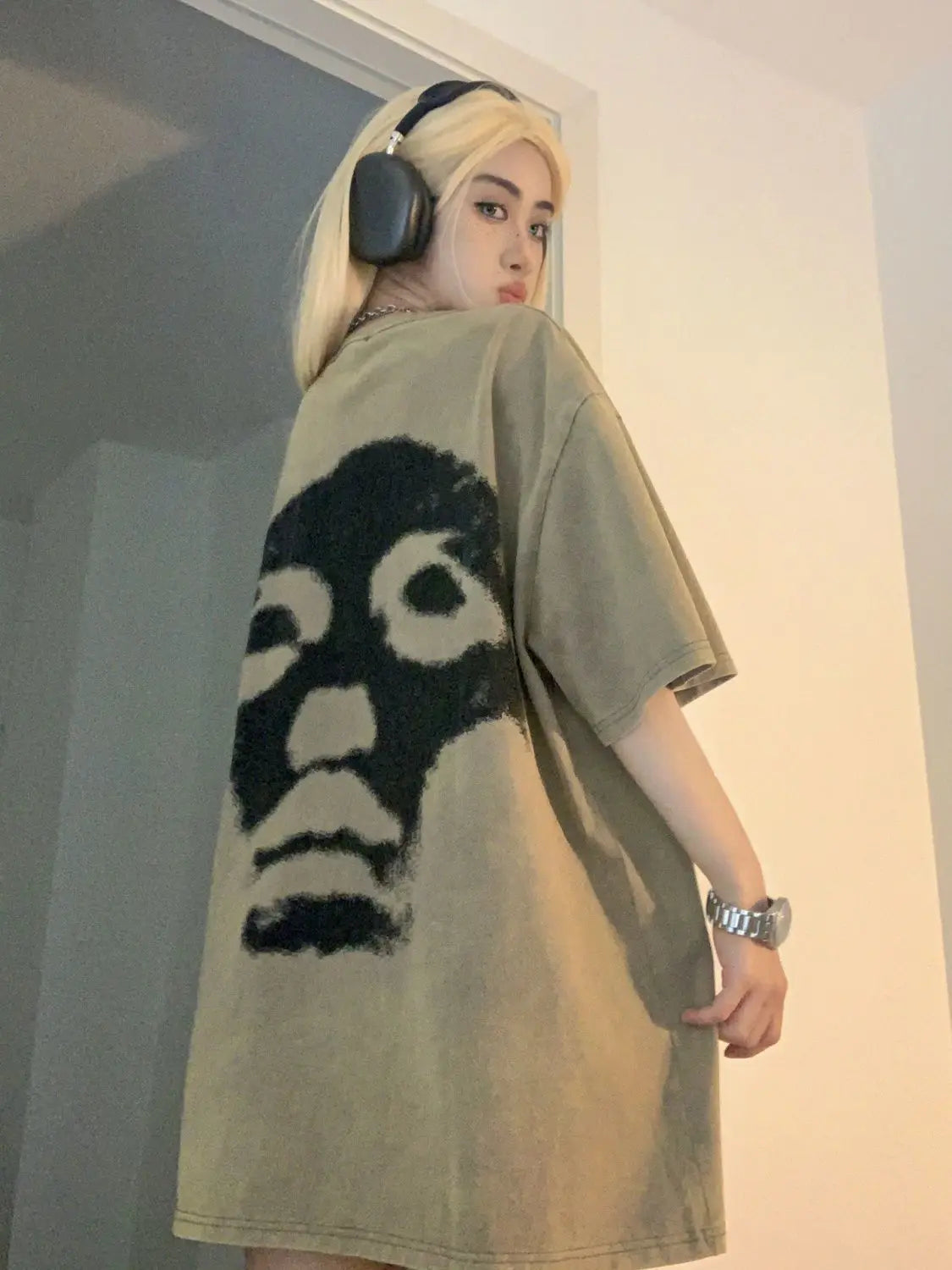 Pure cotton American retro vintage letter printed short-sleeved T-shirt women's niche loose high street top ins men clothing y2k Street King Limited