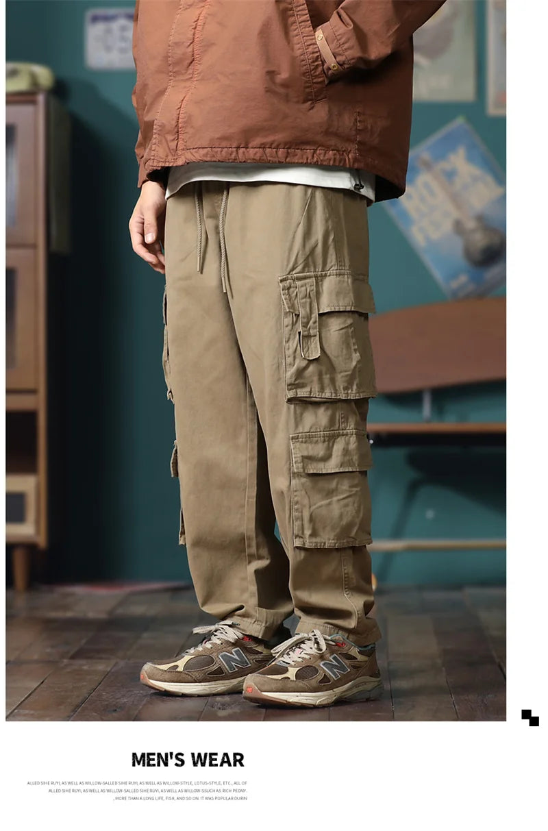 american vintage baggy cargo pants men outdoor sport military tactical sweatpants y2k straight multi pocket overalls trousers unique joggers style 464