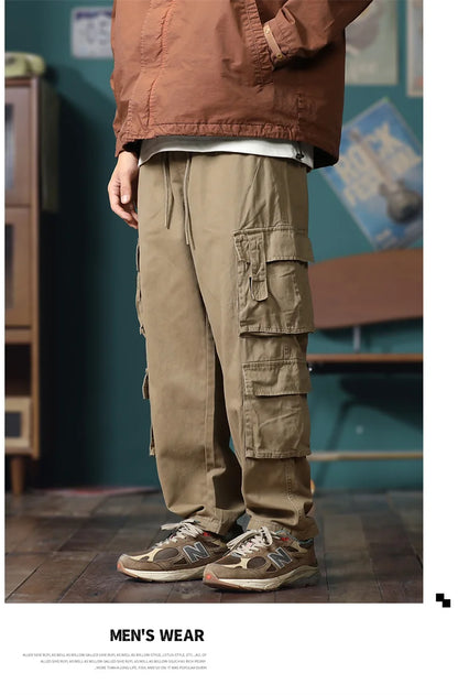 american vintage baggy cargo pants men outdoor sport military tactical sweatpants y2k straight multi pocket overalls trousers unique joggers style 464