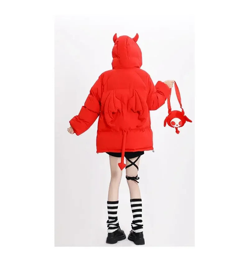 Winter loose devil thick cotton coat trend high street flight suit Japanese college style cotton jacket men or women winter tops Street King Limited