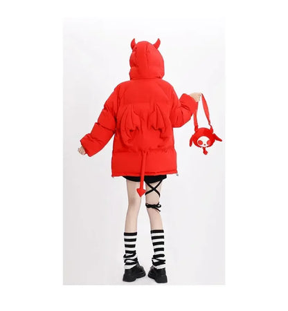 Winter loose devil thick cotton coat trend high street flight suit Japanese college style cotton jacket men or women winter tops Street King Limited