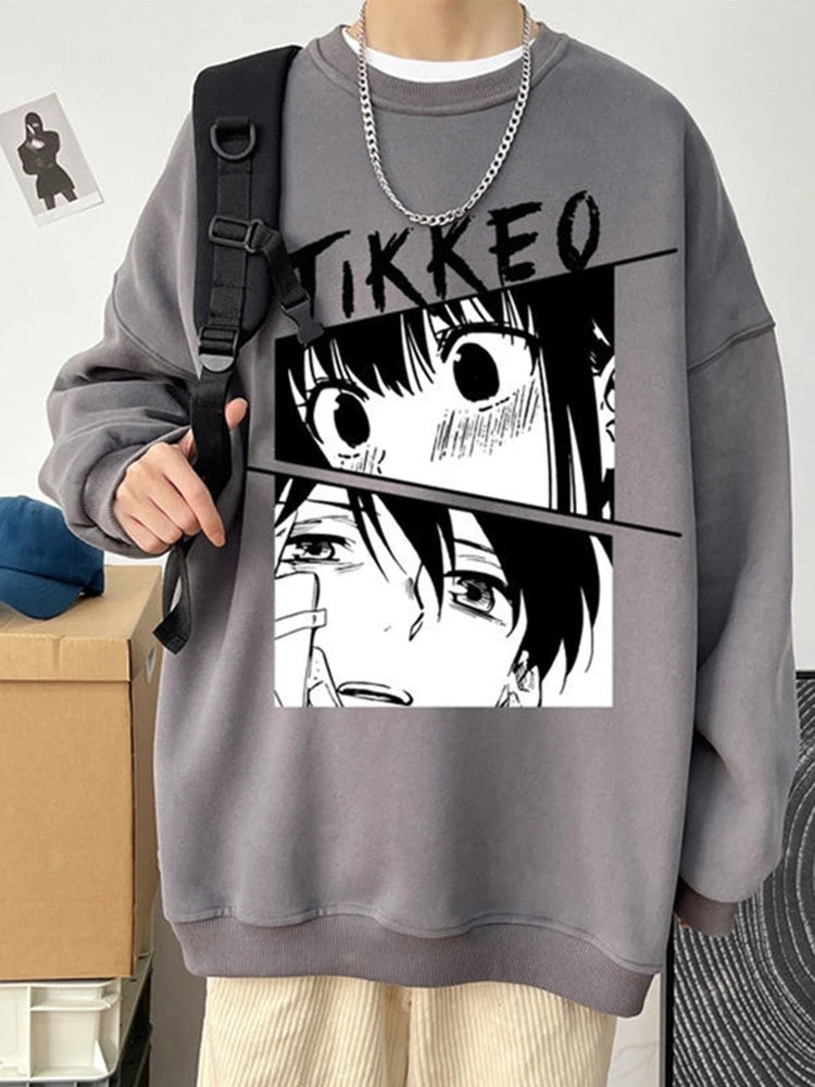 Autumn Japanese Anime Fashion Men Sweatshirt Graphic Fleece Y2K Clothes Casual Hip Hop Streetwear Crewneck Pullover Hoodies Street King Limited