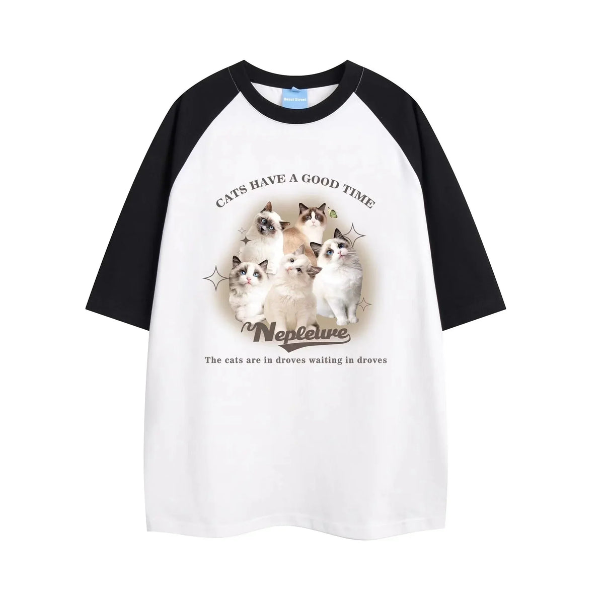 Cotton Cute Cat Graphic T shirt Summer Fashion Loose Women Vintage Personality Fresh art kawaii clothes Short Sleeve Tops Street King Limited