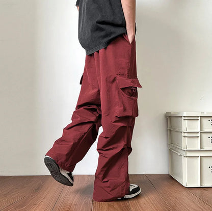 Summer Thin Pants Men Fashion Pocket Cargo Pants Men Japanese Streetwear Hip-hop Loose Straight Pants Mens Oversized Trousers Street King Limited