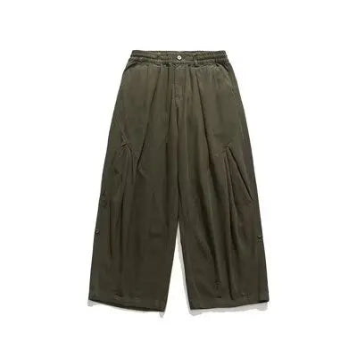 winter 2024 japanese college set mens vintage stand collar cotton jacket casual wide leg pants 2 piece suits male street 2 pcs unique default style 4190