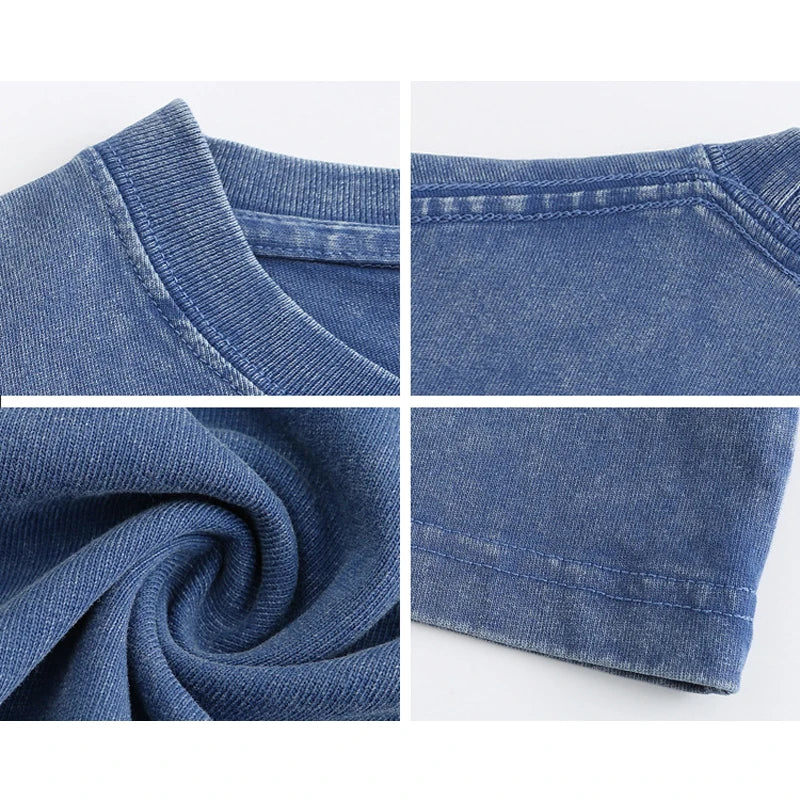 270g Heavyweight American Washed And Distressed Trendy Brand Loose Short-Sleeved T-Shirt For Men In Summer New Street Cotton Street King Limited