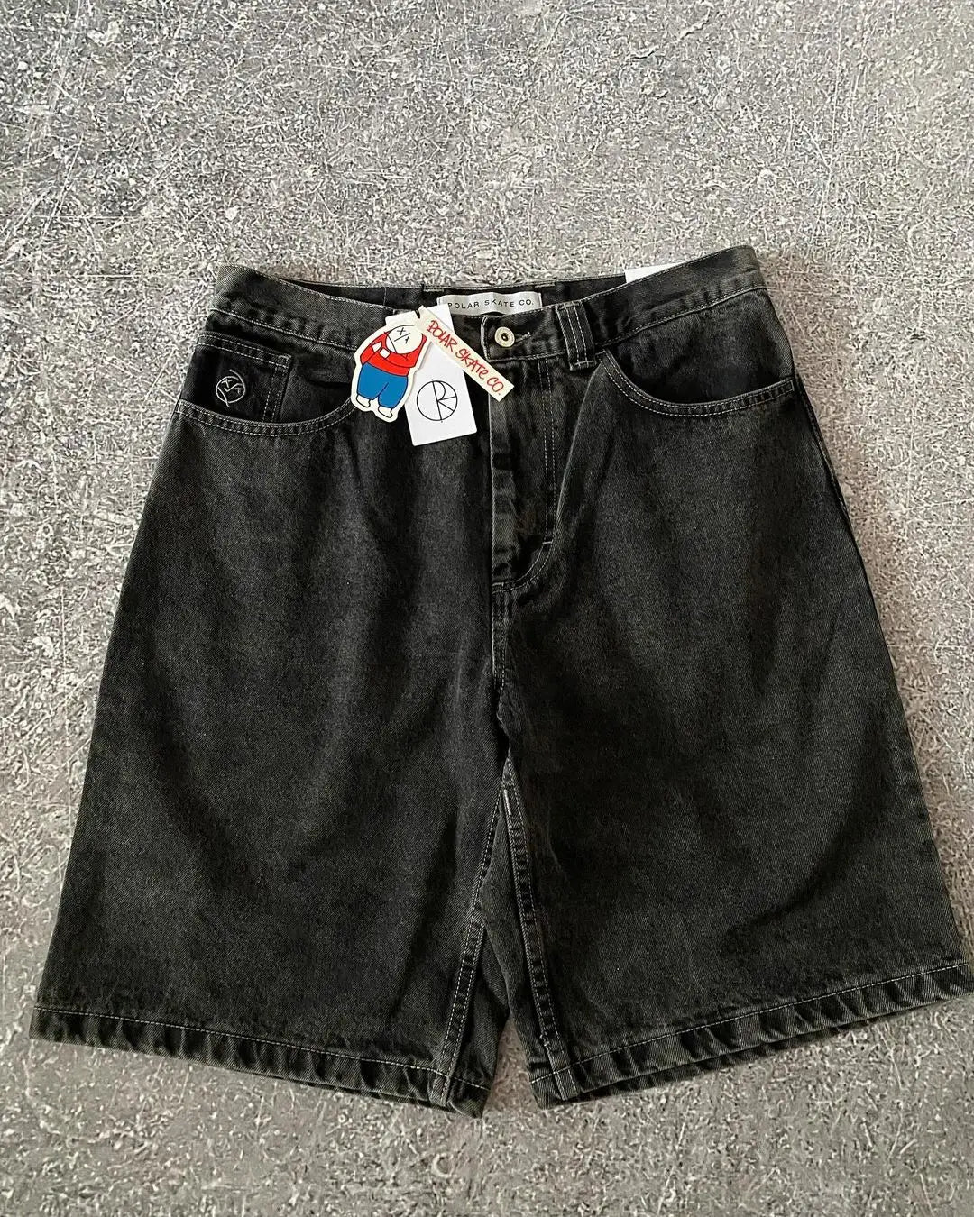 big boy embroidery graphic pants retro hiphop cartoon streetwear denim shorts y2k baggy jorts harajuku gym basketball shorts men ripped baggy denim