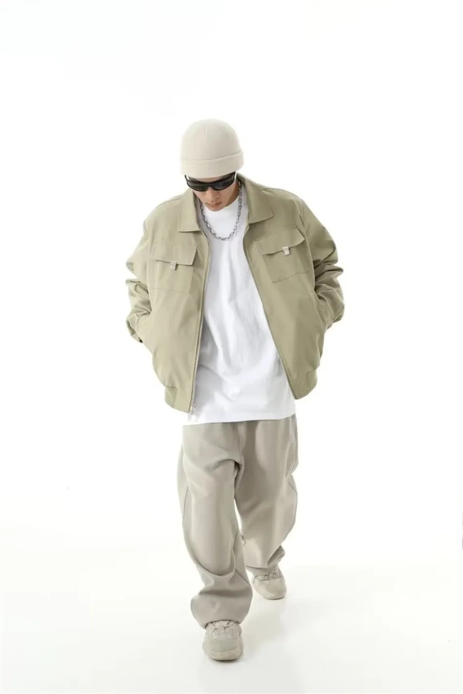 high street tooling bomber jacket mens spring retro double pocket loose short pilot coats lapel zipper khaki baseball jersey unique shorts style 3195
