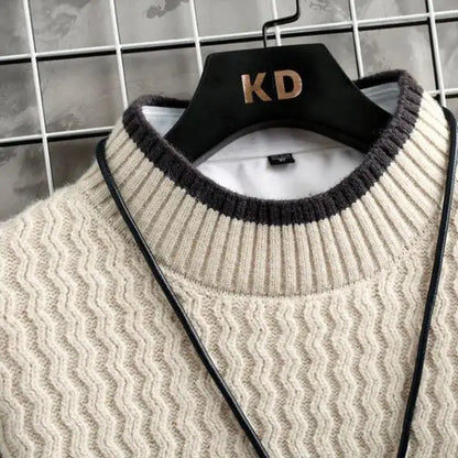 Brand Clothing Men's Loose Pullover Male Slim Fit Fashion Knitted Sweater Man  Thick Warm Pull Homme Retro Stripe Sweaters 4XL Street King Limited