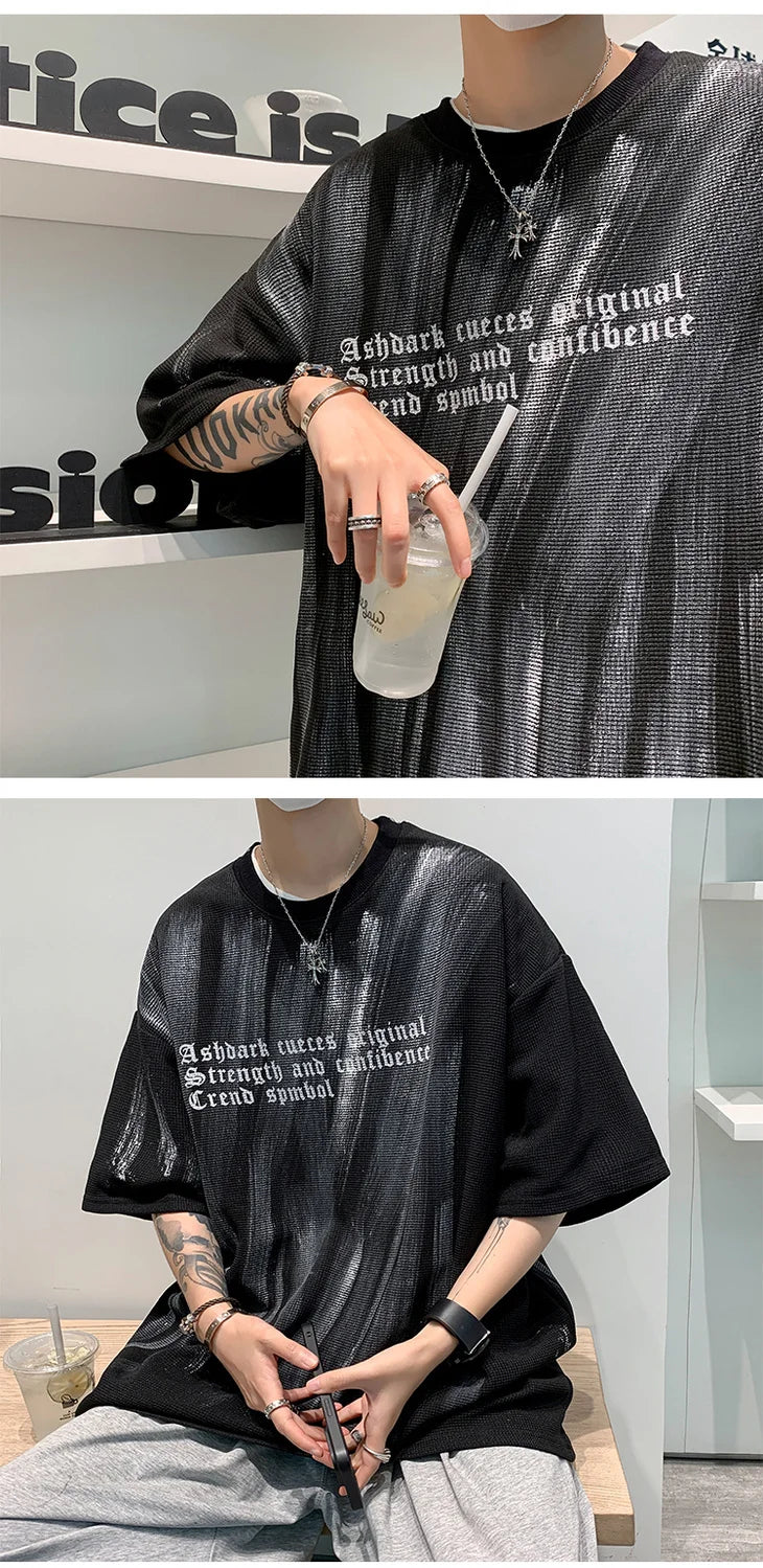 American retro loose summer short-sleeved T-shirt men's new trendy brand handsome high street casual half-sleeved tops y2k tops Street King Limited