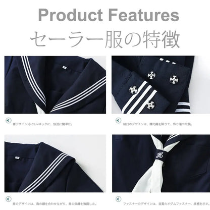 Navy Sailor Outfit Japanese Style School Uniform Skirt Girls JK Uniforms Student Sailor Dress Korean Student Seifuku COS Costume Street King Limited