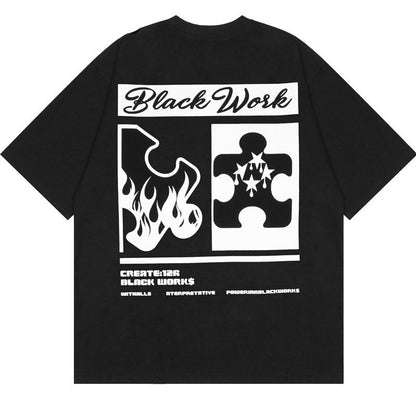 "Blue Flame" Unisex Men Women Streetwear Graphic T-Shirt Daulet Apparel