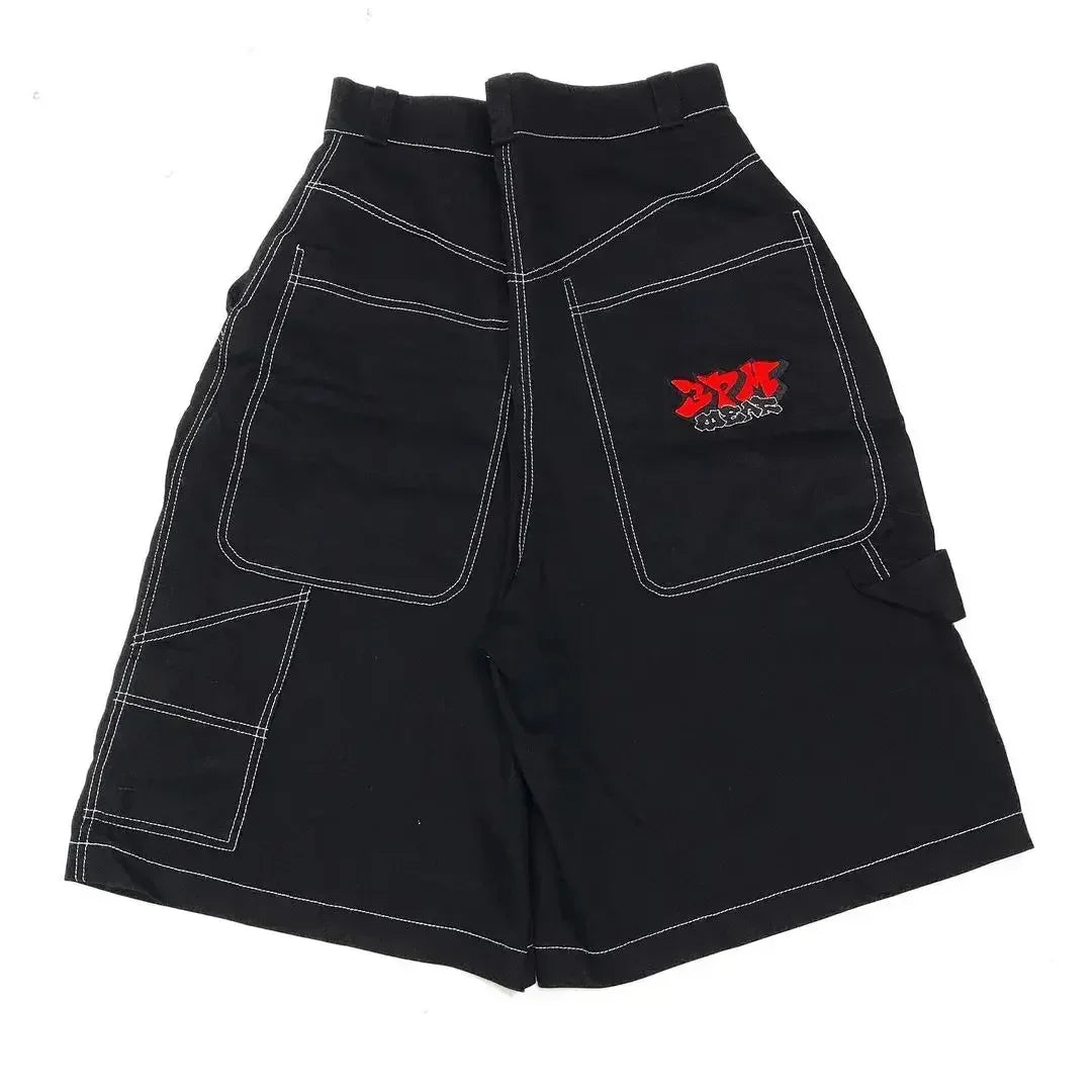 wexwear embroidery skate cargo jeans denim shorts baggy retro y2k harajuku gym basketball shorts streetwear men clothing unique cargo style 3800