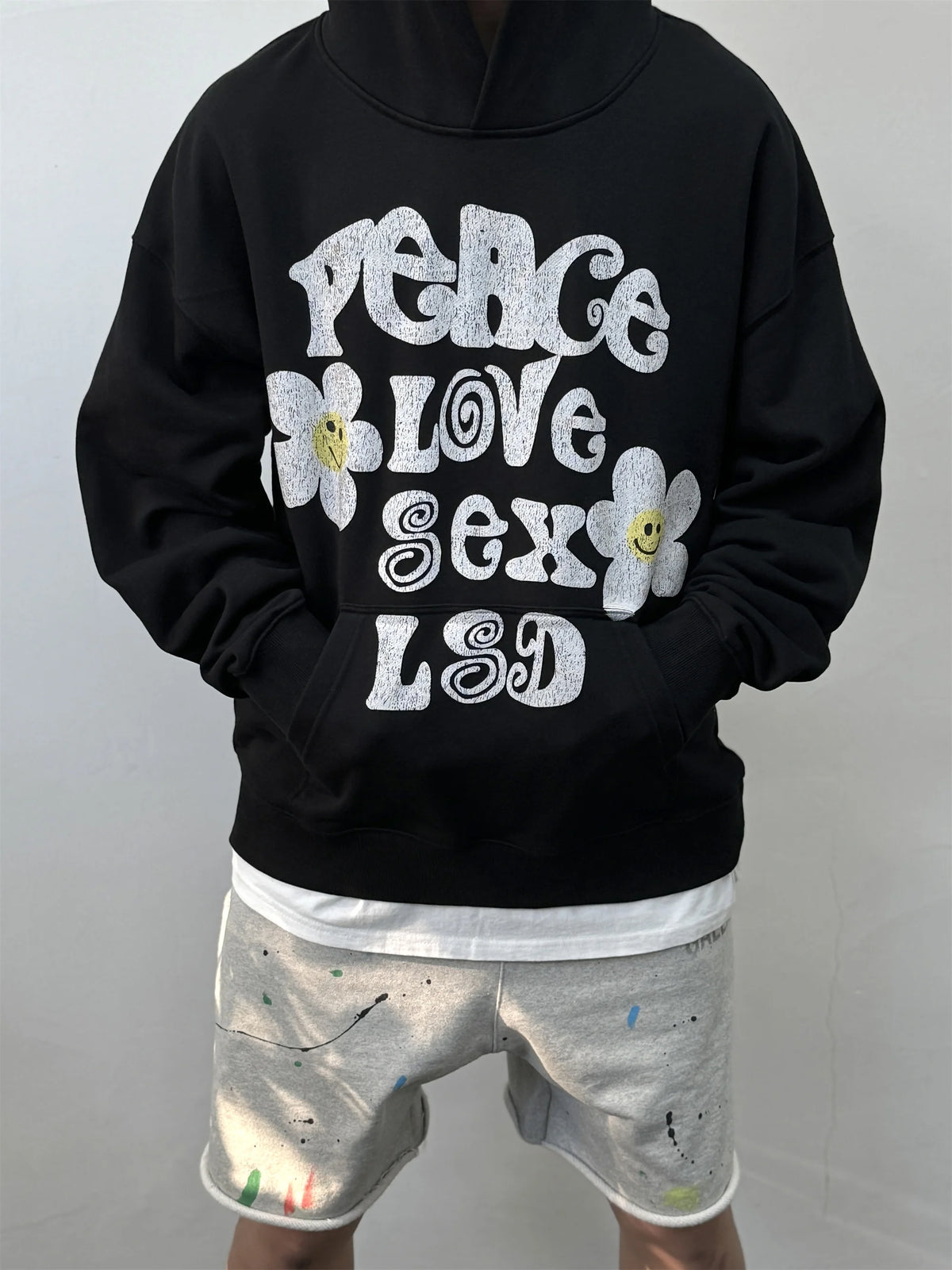 2024 Vintage readymade Style Letter Flower Print Quality Loose Oversized High-Street Cotton Hoodies Sweater Pullover Street King Limited
