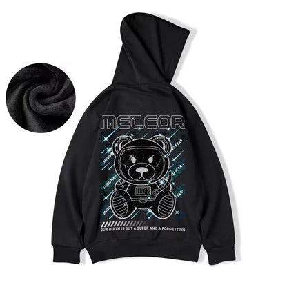 Meteor Bear Graphic Hoodies Oversized Men's Streetwear Hooded Sweatshirt Male Harajuku Fashion Pullover Hoodie y2k Clothes Street King Limited