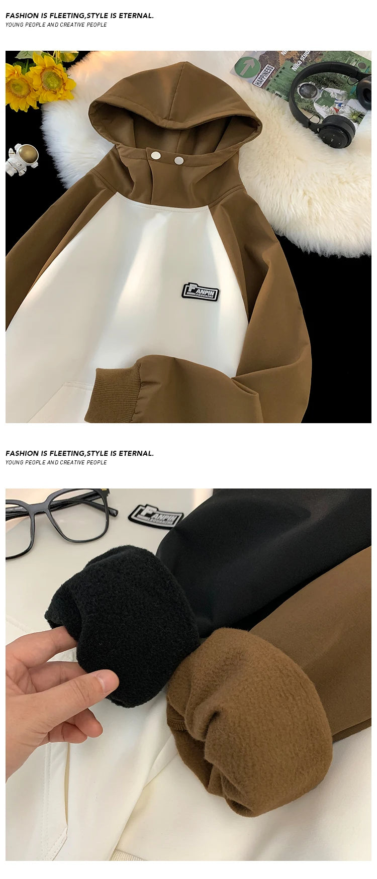 Men Waterproof Hooded Sweatshirt Spring Vintage Patchwork Hoodie Labels Design Korean Streetwear Couple Male Women Hoodies Street King Limited