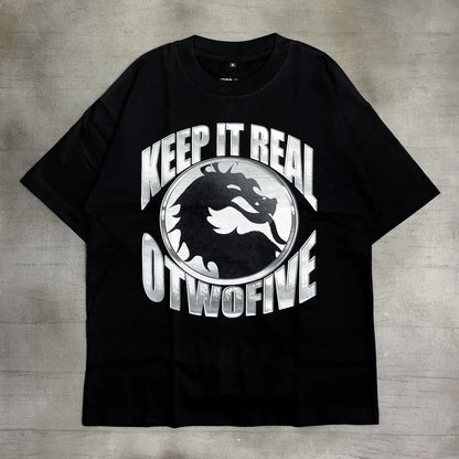 2024 Summer Fashion Trend Dragon Pattern Letter Printed Oversized T-shirt Men's Y2K Retro Casual Loose Short sleeved Shirt Street King Limited