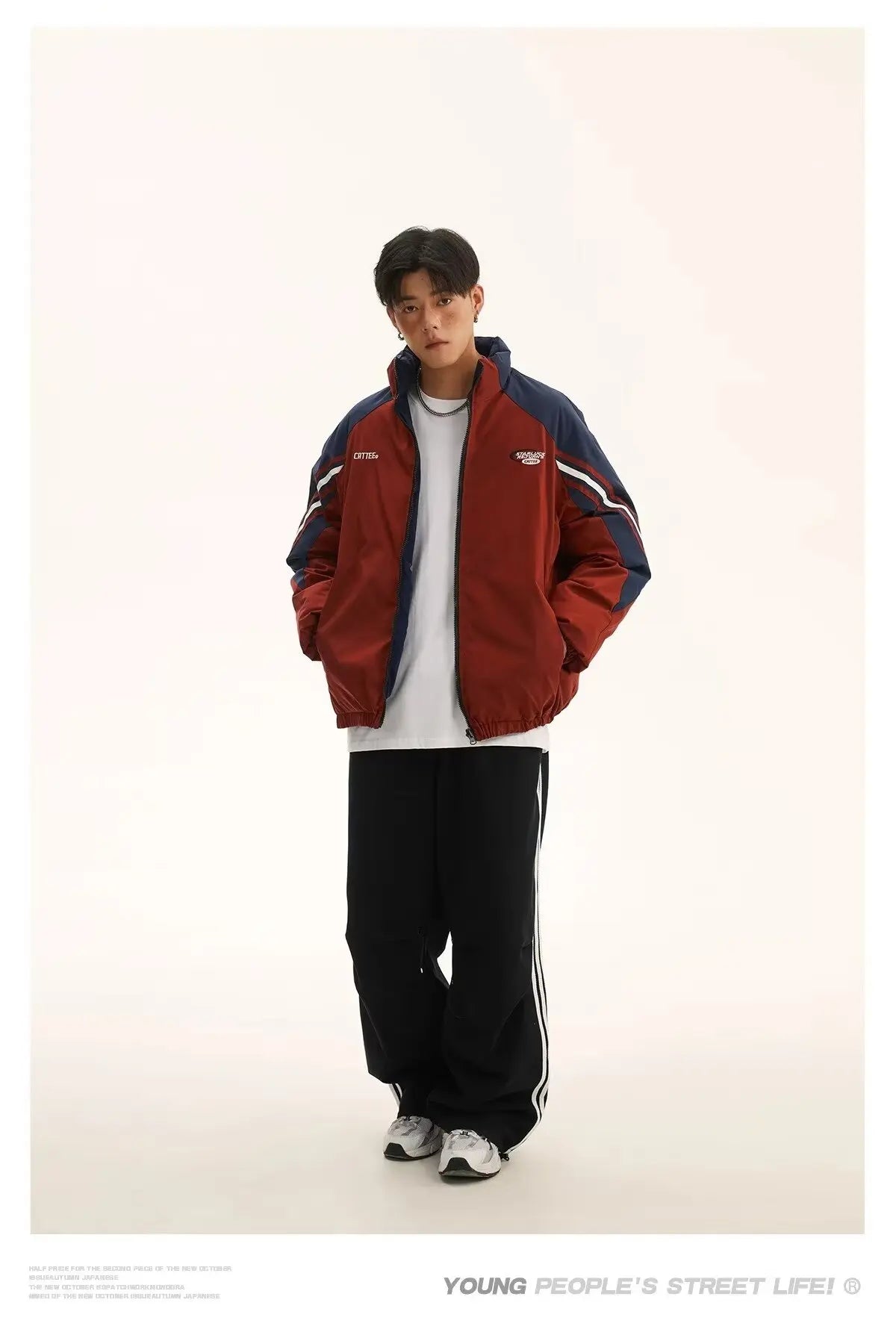 Winter Double Sided Parkas Women Men Thick Warm Patchwork Cotton Padded Coat High Street Loose College Stand Collar Outwear New Street King Limited