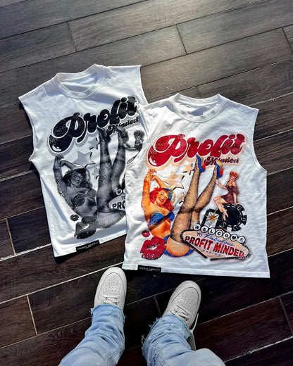 Hip Hop Fashion Casual Tee Short Sleeved Sleeveless Harajuku T Shirt Punk Loose T shirts Women Y2k Trend Tops Aesthetic Clothes Street King Limited