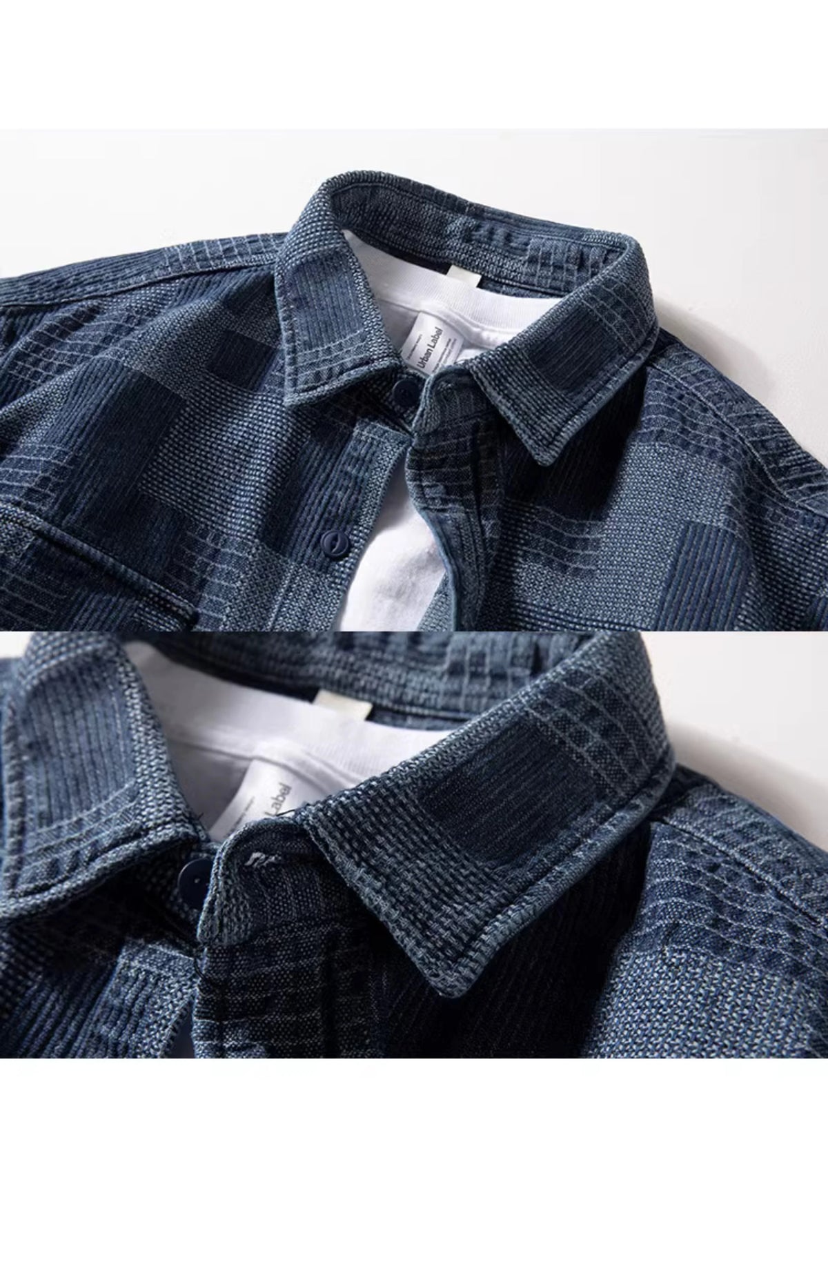 Heavy Denim Shirt Men's Long Sleeve Loose Japanese Retro Washed Distressed Shirt Men's Top Plaid Thickened Jacket Street King Limited