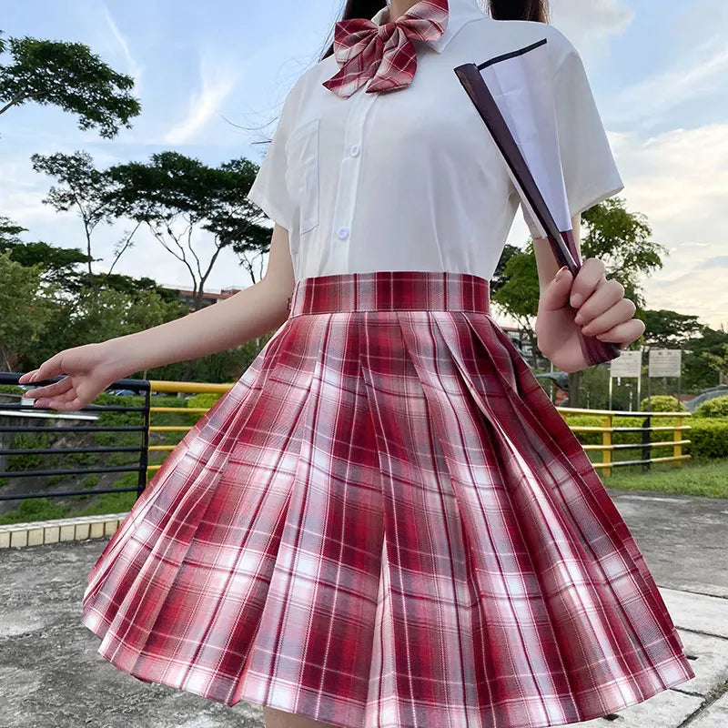 Jk Uniforms Gyaru School Uniform for Girl Student Pleated Skirt Uniform Set Women Short Sleeve Bow Tie Seifuku Japanese Style Street King Limited