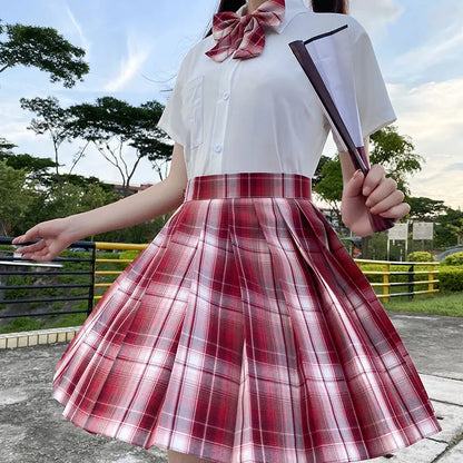 Jk Uniforms Gyaru School Uniform for Girl Student Pleated Skirt Uniform Set Women Short Sleeve Bow Tie Seifuku Japanese Style Street King Limited