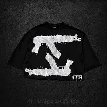 Summer Gothic Trendy Brand Rock Hip-hop New T-shirt Men Y2k American Street Retro Anime Print Oversized Short-sleeved Tops Women Street King Limited