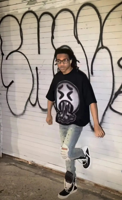 Y2k Streetwear Gothic Anime Graphic Print Oversized T-Shirt Men's Fashion Harajuku Rock Loose Round Neck Casual Short Sleeve Top Street King Limited
