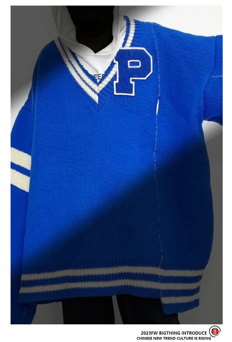 New 2023 Men Luxury Blue Raf P Flocking Stripe Gentleman Classic Cotton Knit Casual Sweaters Pullover Asian Size High Drake #576 Street King Limited