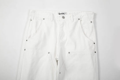 harajuku ankle zipper solid color straight casual mens cargo pants retro high street pockets hip hop baggy oversized trousers unique cargo style 293