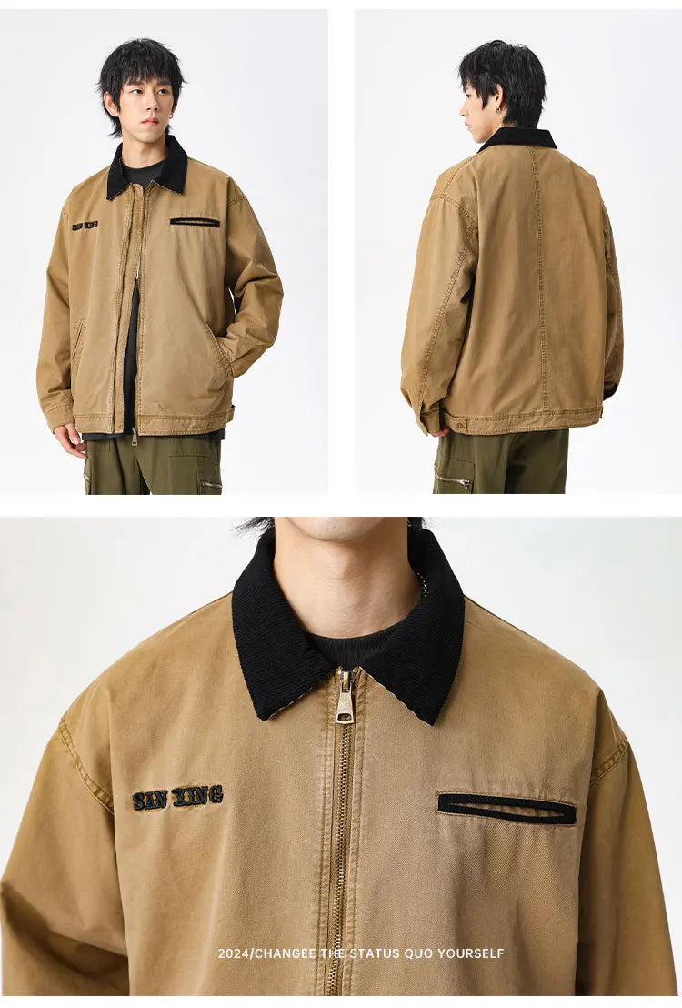 american vintage washed mountain outdoor high street detroit jacket men japan korea fashion loose casual cargo jacket coat unique cargo style 871