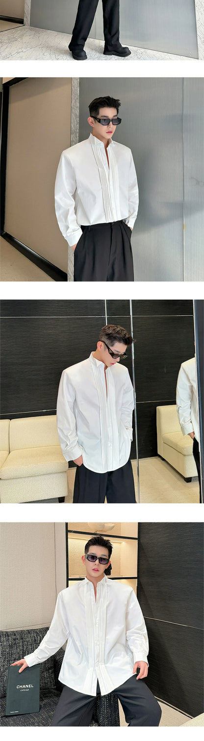 Men French Vintage Fashion Business Casual Long Sleeve Loose Dress Shirts Man Korean Streetwear Party Shirt Blouses Street King Limited