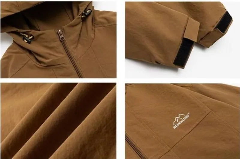 outdoor sports charging jacket mens 2024 spring japanese casual waterproof hooded trench coat multi pocket hiking windbreaker unique default style 2438
