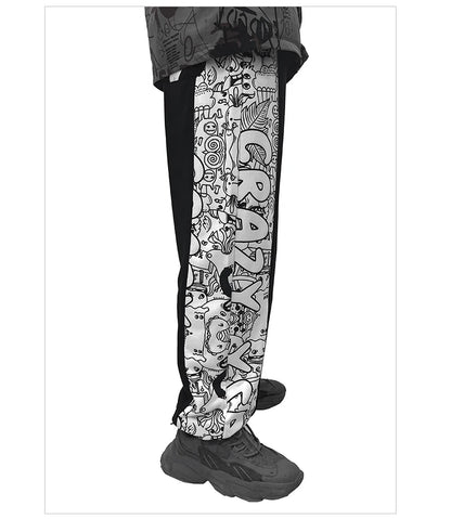 rainbowtouches 2022 brand mens casual pants high street printing loose straight men fashion mens trousers unisex unique default style 572
