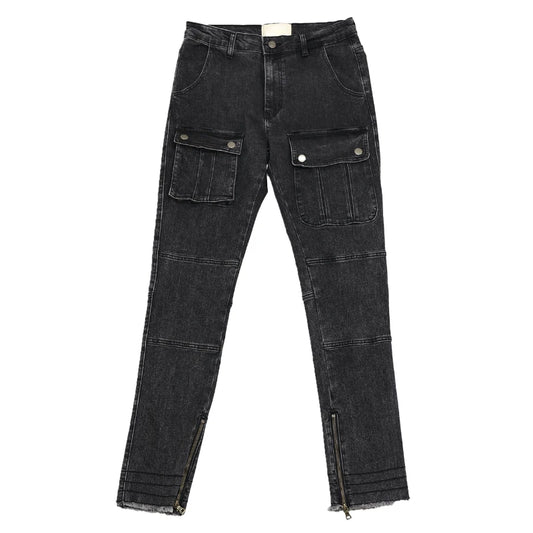 retro washed denim jeans mens bottom zipper jean trousers with pockets hip hop fashion high street slim fit pants joggers jeans unique joggers style 2105