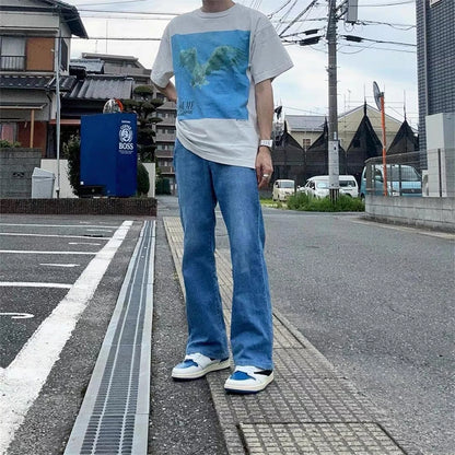2024 Vintage Retro Print Olded Washed High-Street Cotton Tops T-Shirt For Summer Street King Limited