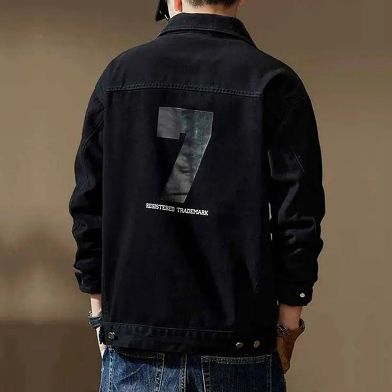 american retro workwear jacket for boys loose spring and autumn high street japanese style khaki casual trendy denim jacket tops vintage washed jeans