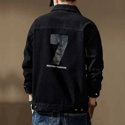 american retro workwear jacket for boys loose spring and autumn high street japanese style khaki casual trendy denim jacket tops vintage washed jeans