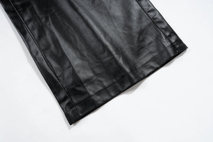 ro style matte pu leather pants for men high street y2k pantalones hombre baggy overall wide leg drawstring cargo pants unique cargo style 5474