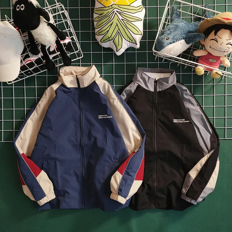 hip hop varsity baseball jackets mens harajuku patchwork color block coats oversized casual loose thin windbreaker jacket unisex unique default style 4334