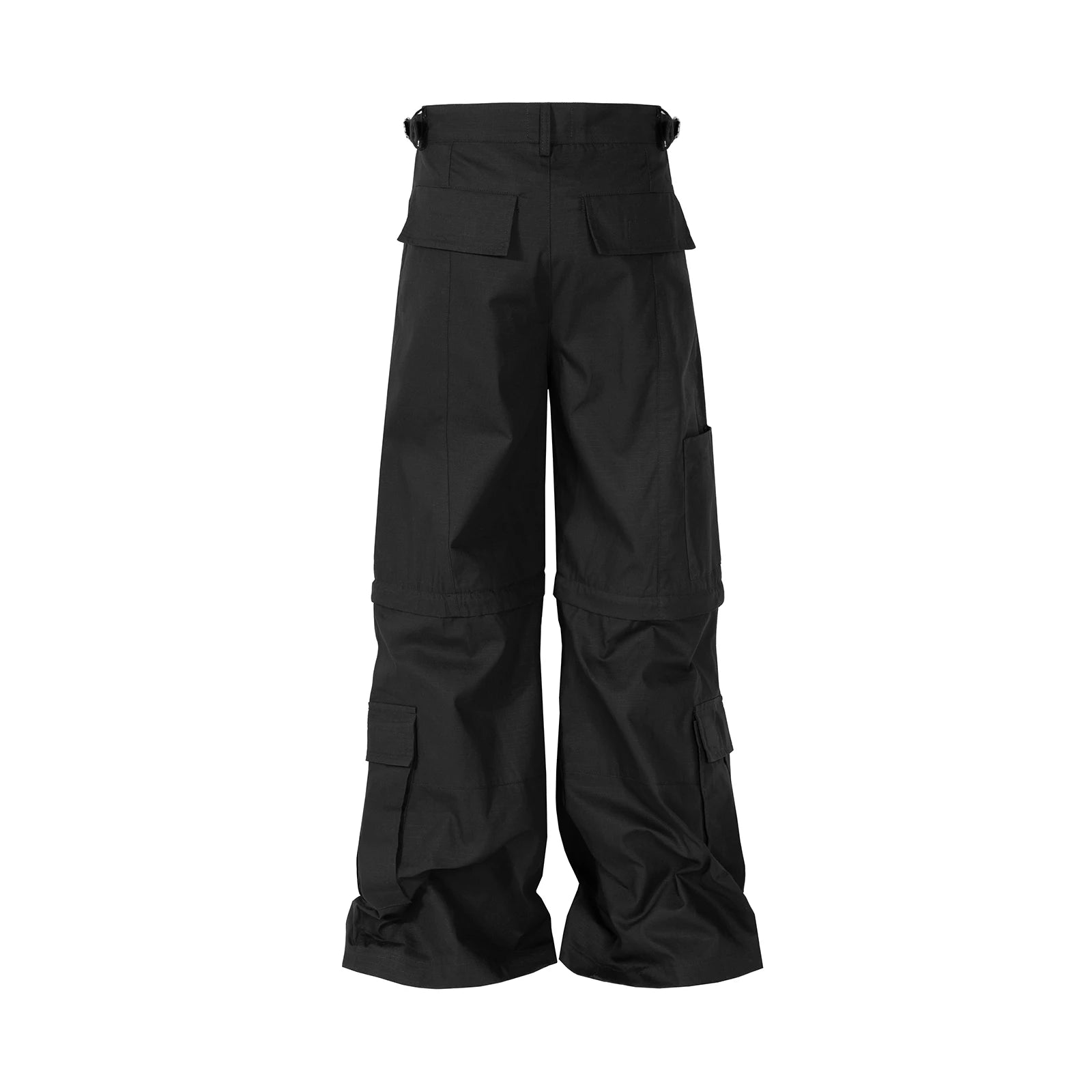 y2k high street flared cargo multi pocket detachable workwear pants for men and women solid ropa hombre overalls oversized combat utility trousers