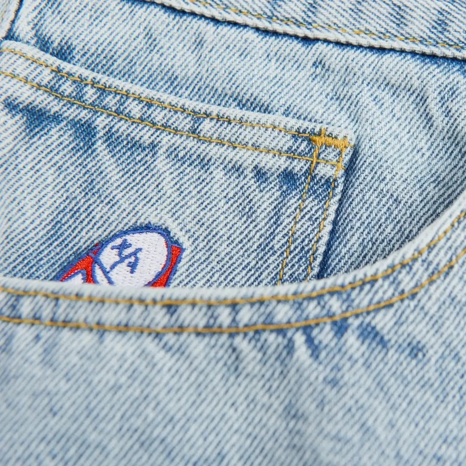 hip hop polar big boy jeans streetwear cartoon embroidery y2k pants vintage blue baggy jeans mens womens high waist wide trouser unique jeans style 4128