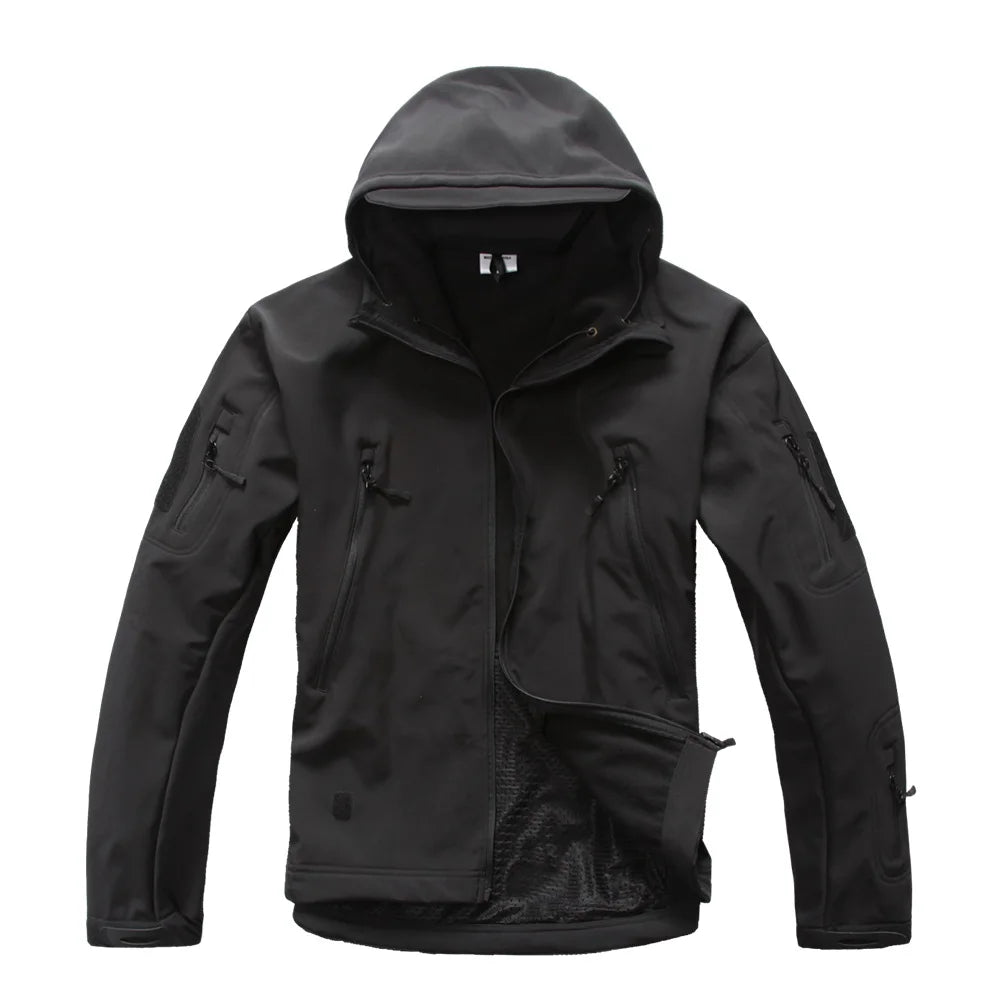 solid waterproof fleece lined jacket mens jacket softshell outwear coat windbreaker outdoor warm clothes with pockets unique default style 4509